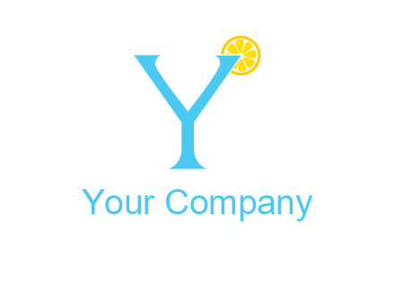 letter Y looking like glass with lemon