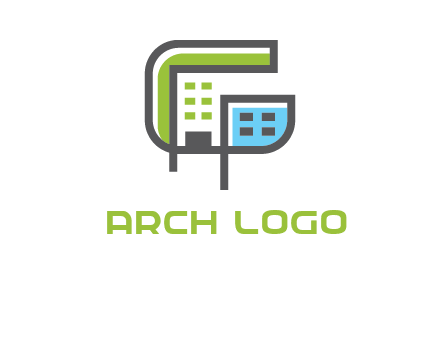 geometric letter g building logo