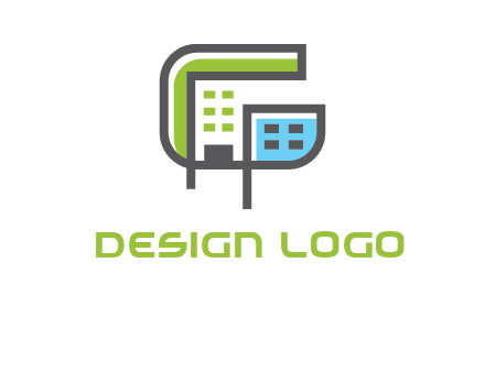geometric letter g building logo