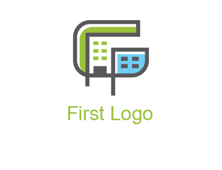 geometric letter g building logo
