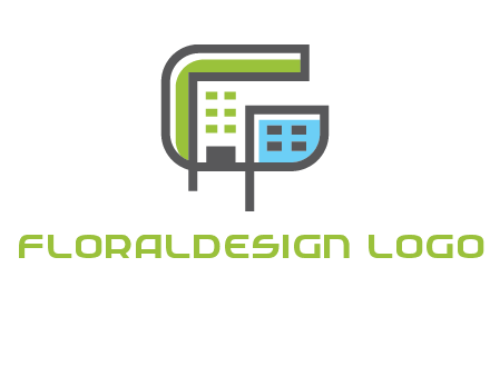 geometric letter g building logo