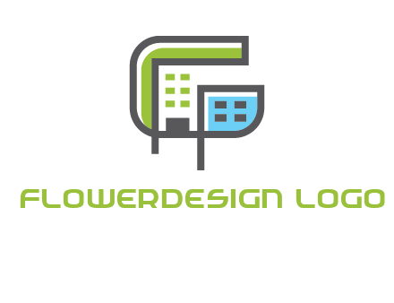 geometric letter g building logo