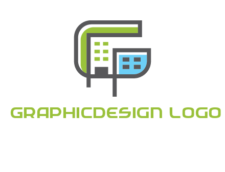 geometric letter g building logo