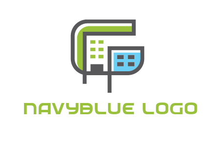 geometric letter g building logo