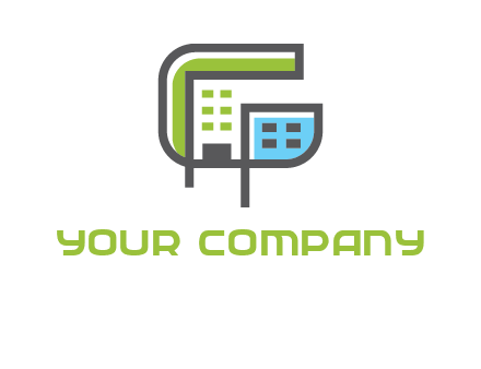 geometric letter g building logo