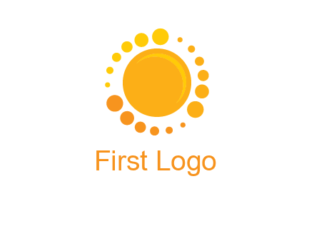 dots around sun logo