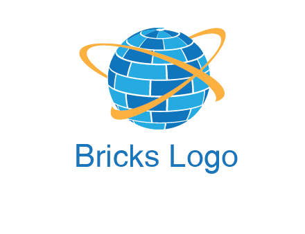 swoosh around bricks globe communication logo