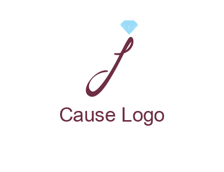 Diamond on letter J icon