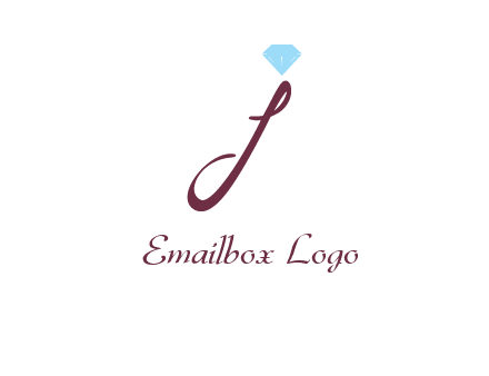 Diamond on letter J icon