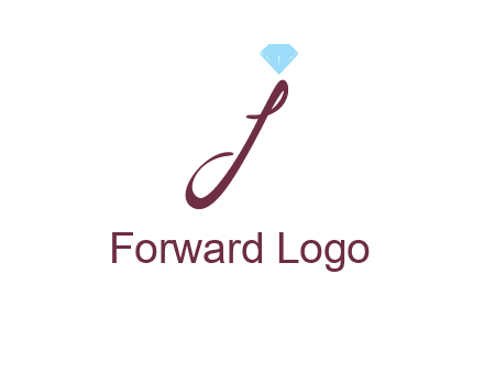 Diamond on letter J icon