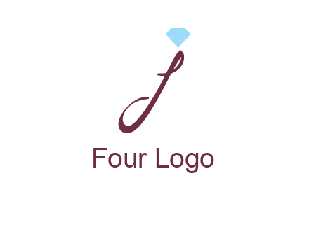 Diamond on letter J icon