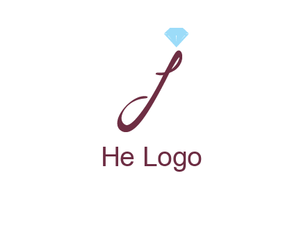 Diamond on letter J icon