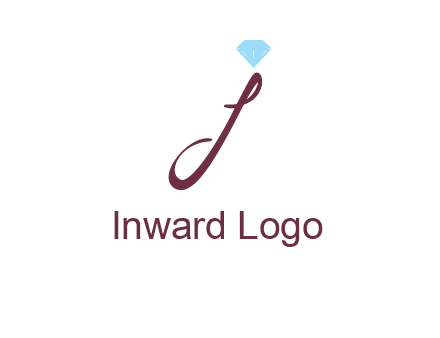 Diamond on letter J icon