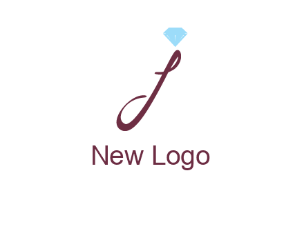 Diamond on letter J icon