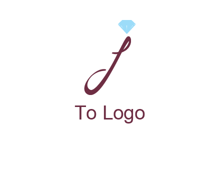 Diamond on letter J icon