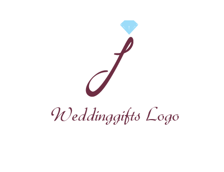 Diamond on letter J icon