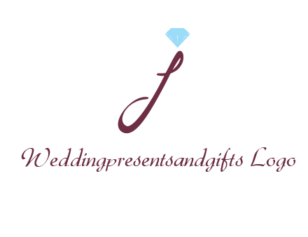 Diamond on letter J icon