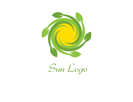 leaves around sun logo
