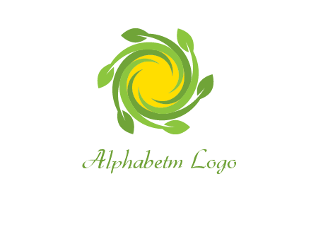 leaves around sun logo