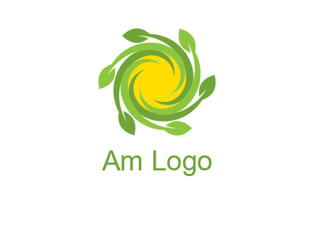 leaves around sun logo