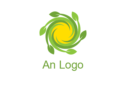 leaves around sun logo