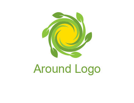 leaves around sun logo
