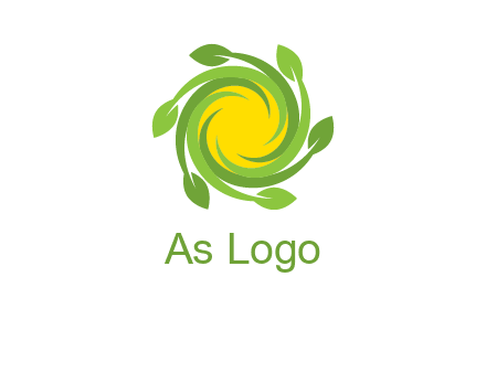 leaves around sun logo