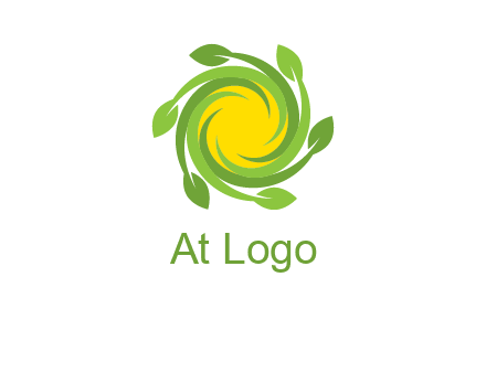 leaves around sun logo