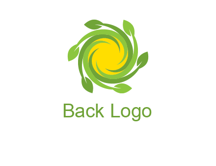 leaves around sun logo