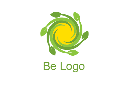 leaves around sun logo