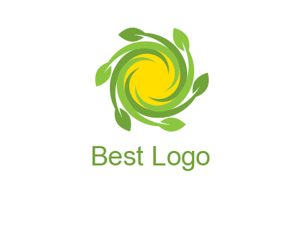 leaves around sun logo