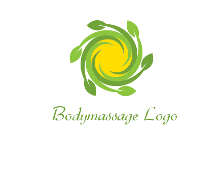 leaves around sun logo