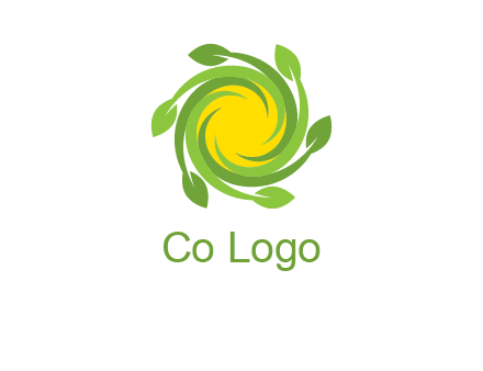 leaves around sun logo