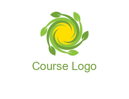 leaves around sun logo