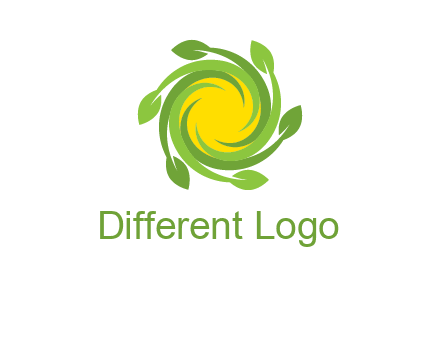 leaves around sun logo