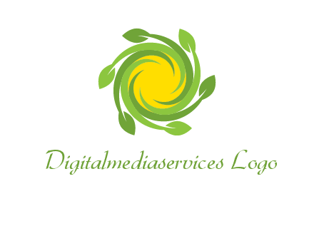 leaves around sun logo