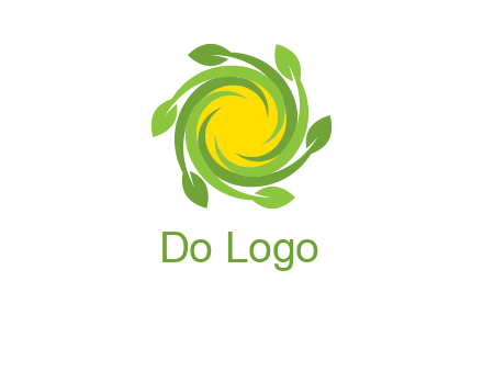 leaves around sun logo