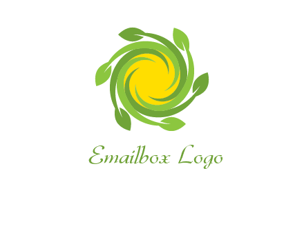 leaves around sun logo
