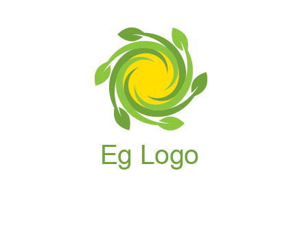 leaves around sun logo
