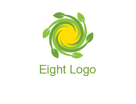 leaves around sun logo