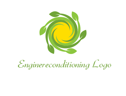leaves around sun logo