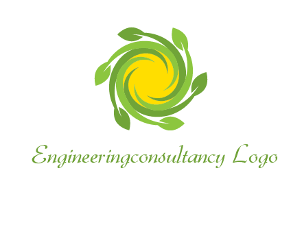 leaves around sun logo