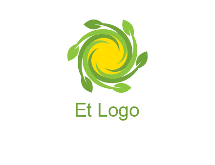 leaves around sun logo