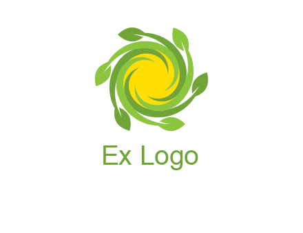 leaves around sun logo