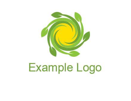 leaves around sun logo