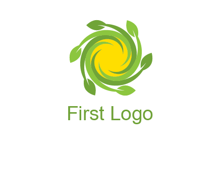 leaves around sun logo