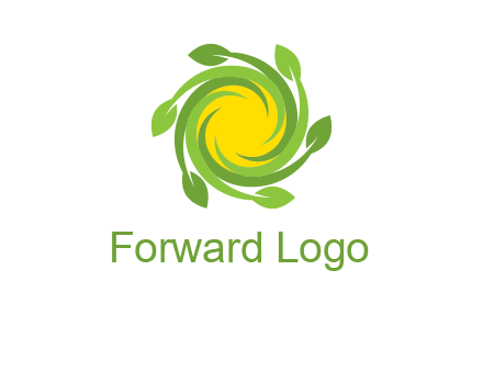 leaves around sun logo