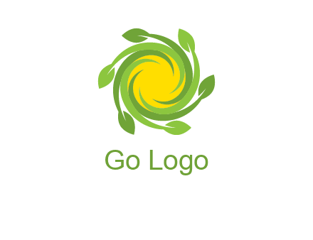 leaves around sun logo