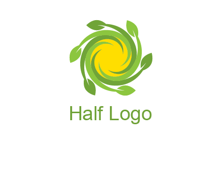 leaves around sun logo