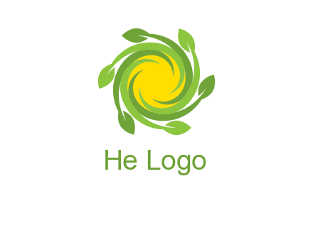 leaves around sun logo
